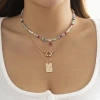 Retro colored water drop pendant collarbone chain, niche imitation crystal chain design necklace from the US cross-border jewelry details Picture